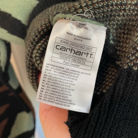 Carhartt WIP Duck Pond Wool Blend Sweater Jacquard Mens small - Picture 5 of 5
